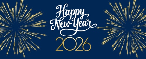 Happy New Year 2026 with fireworks